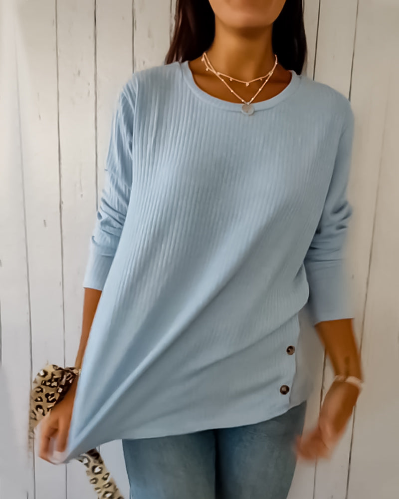 Women's Long Sleeve Crew Neck Knit Top - Soft Everyday Pullover