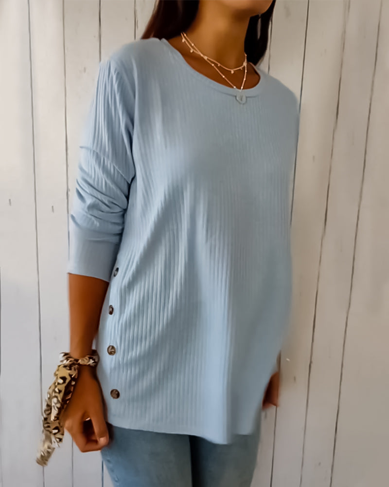 Women's Long Sleeve Crew Neck Knit Top - Soft Everyday Pullover