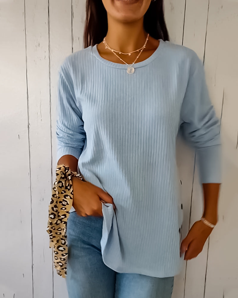 Women's Long Sleeve Crew Neck Knit Top - Soft Everyday Pullover