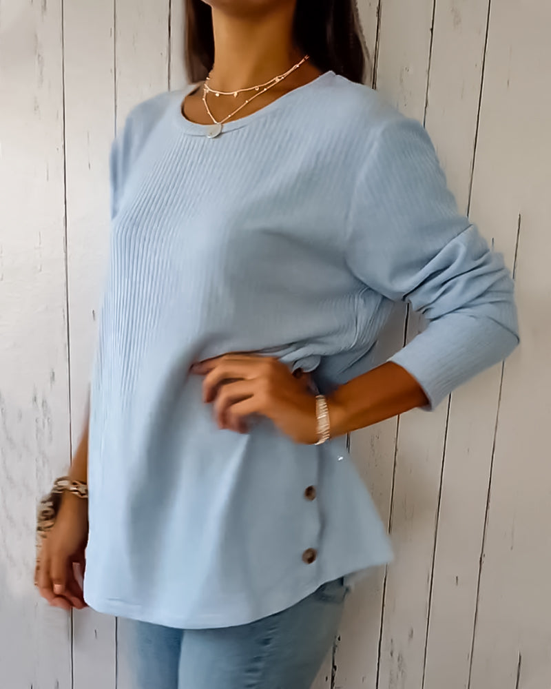 Women's Long Sleeve Crew Neck Knit Top - Soft Everyday Pullover