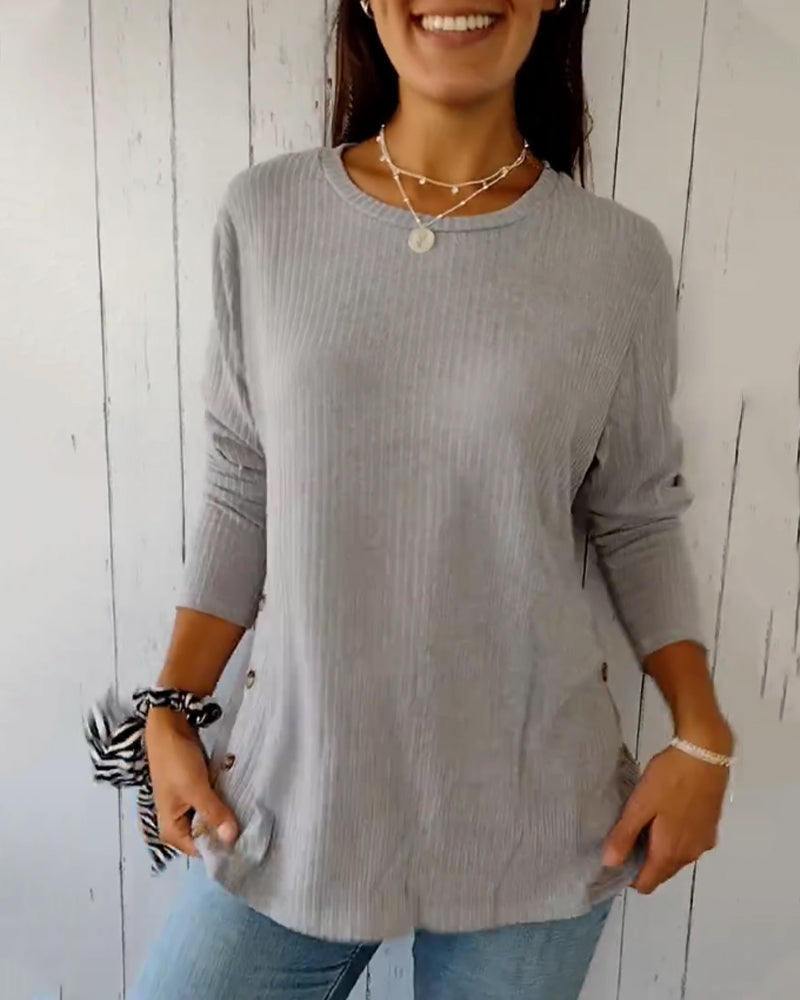 Women's Long Sleeve Crew Neck Knit Top - Soft Everyday Pullover