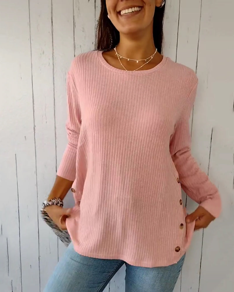 Women's Long Sleeve Crew Neck Knit Top - Soft Everyday Pullover