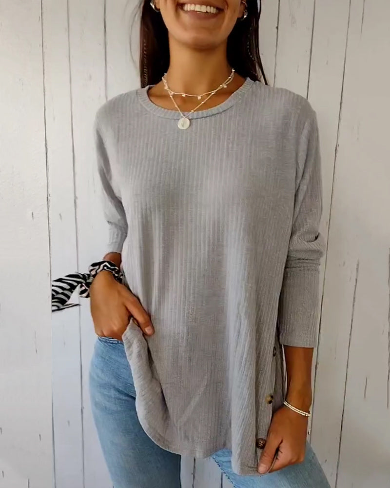 Women's Long Sleeve Crew Neck Knit Top - Soft Everyday Pullover