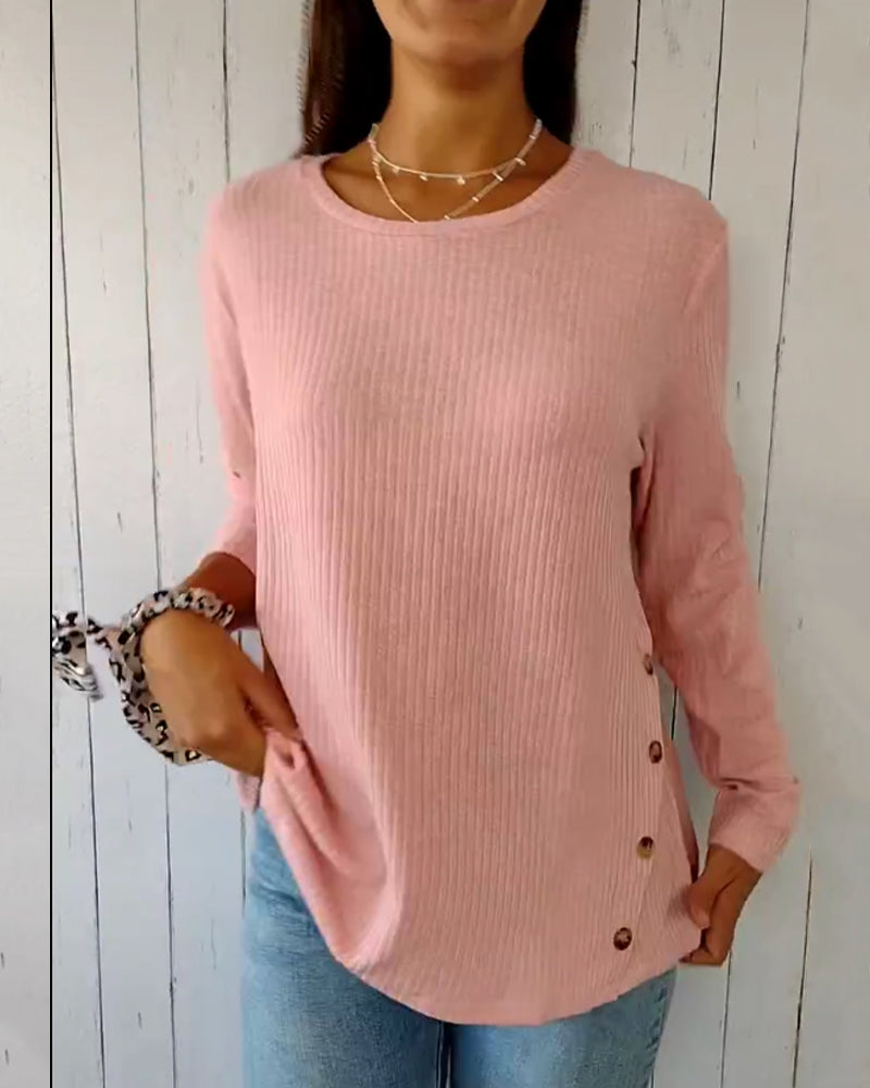 Women's Long Sleeve Crew Neck Knit Top - Soft Everyday Pullover
