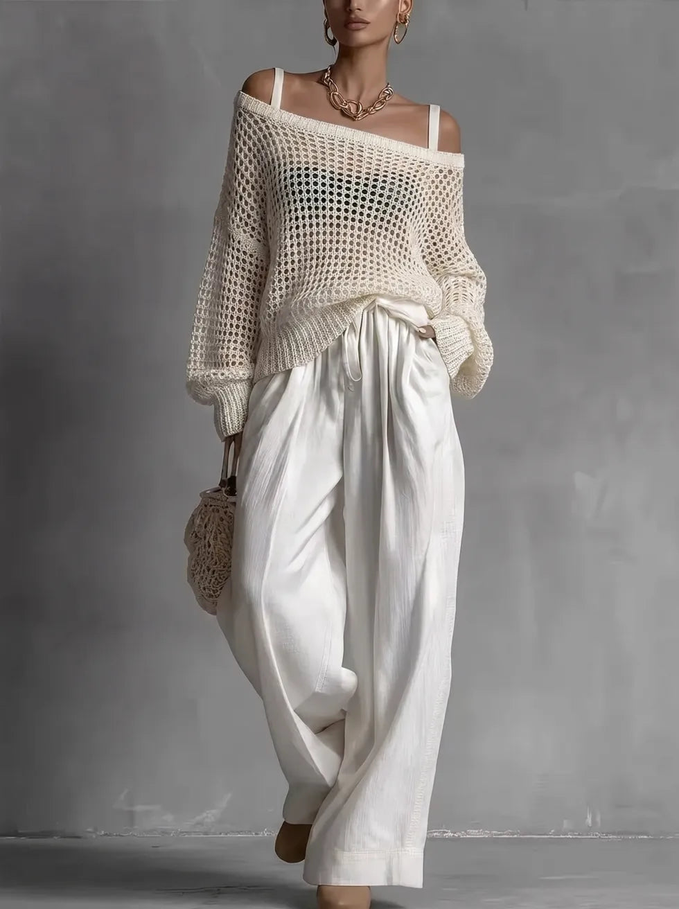 Women's Chic Two-Piece Set - Relaxed Elegant Everyday Co-Ord