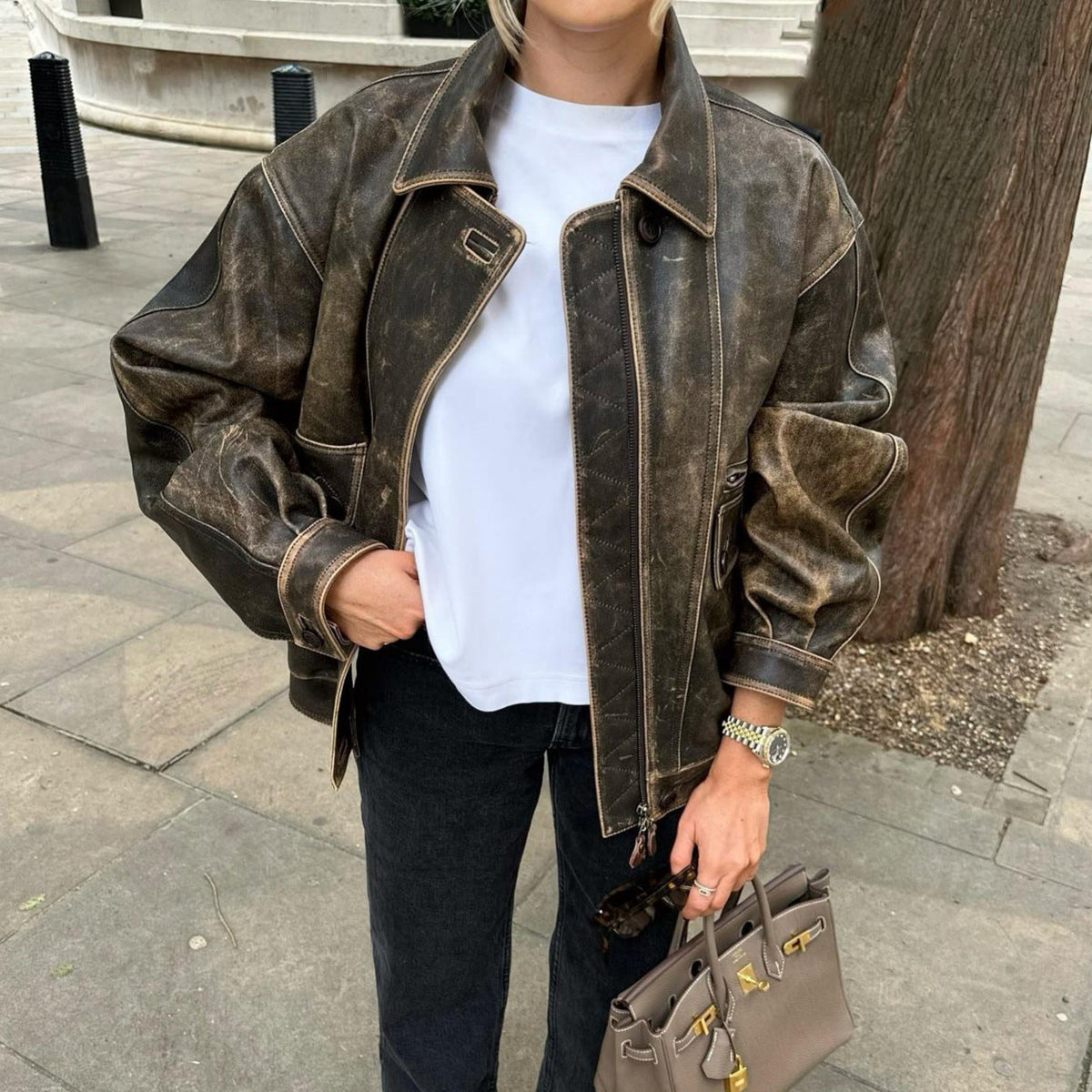 Vintage Faux-Leather Jacket - Retro and Easy