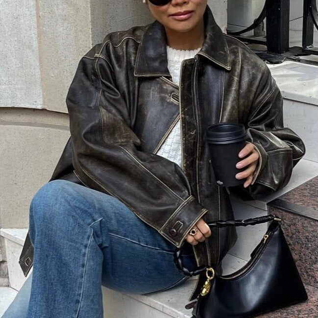 Vintage Faux-Leather Jacket - Retro and Easy