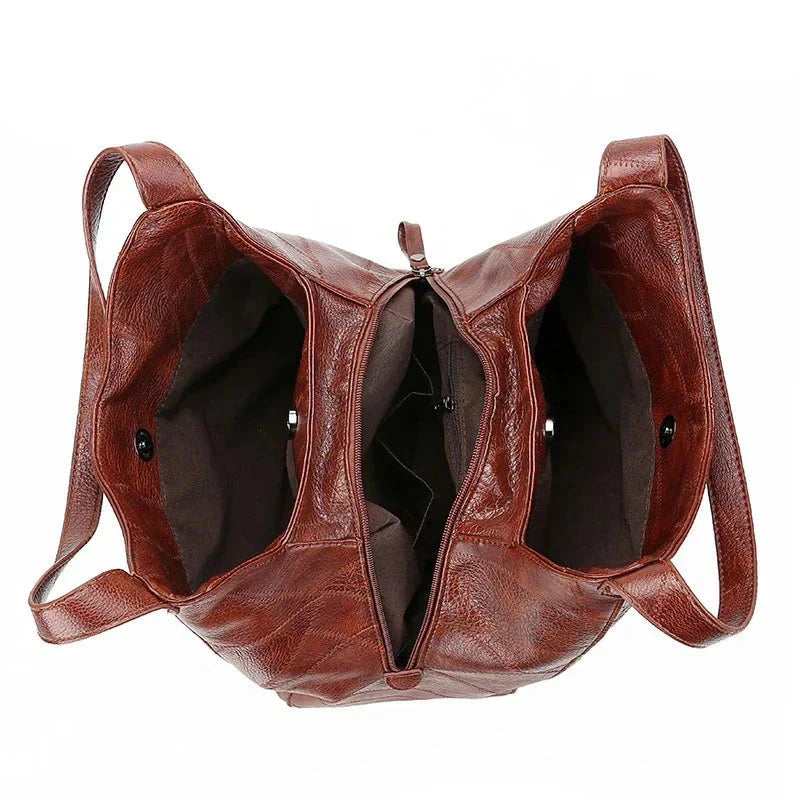 Women's Vintage Leather Handbag - Elegant Practical Everyday Carryall