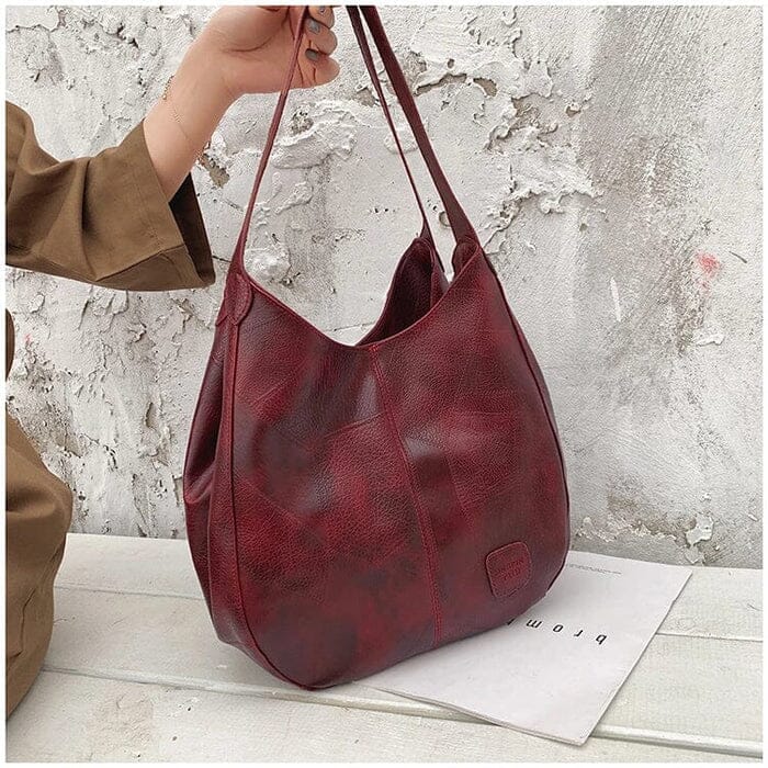 Women's Vintage Leather Handbag - Elegant Practical Everyday Carryall