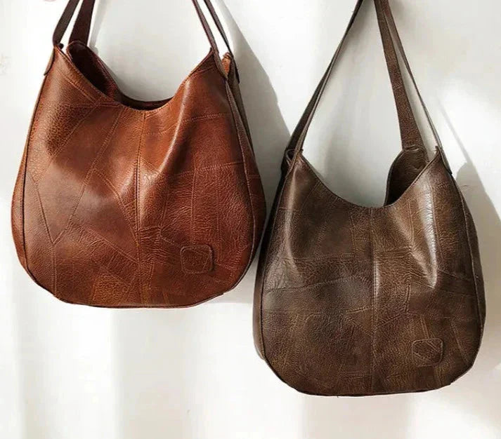 Women's Vintage Leather Handbag - Elegant Practical Everyday Carryall