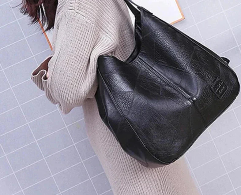 Women's Vintage Leather Handbag - Elegant Practical Everyday Carryall