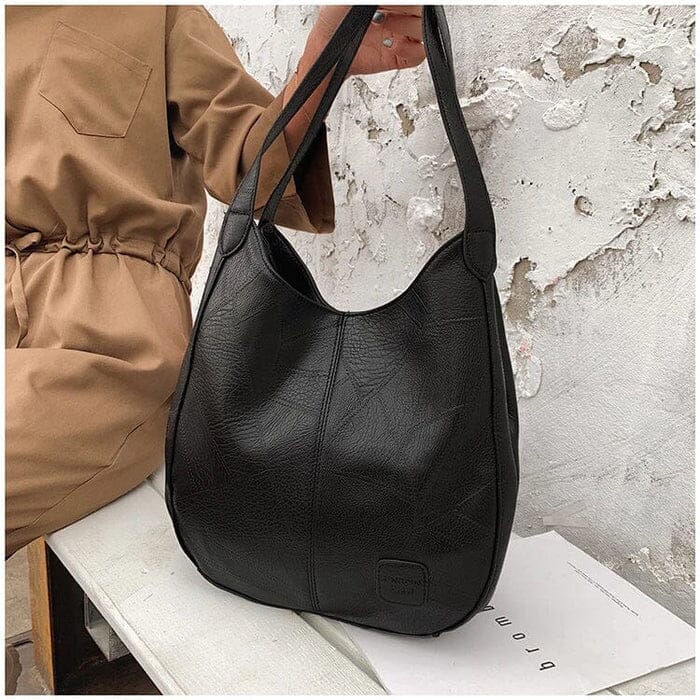 Women's Vintage Leather Handbag - Elegant Practical Everyday Carryall