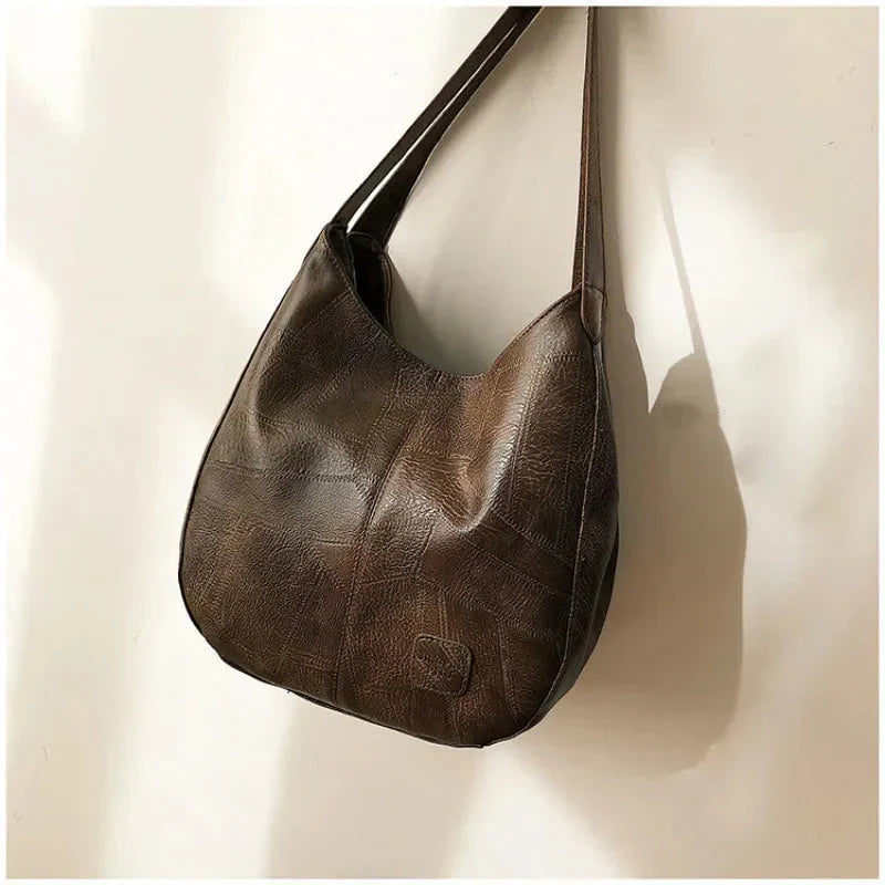 Women's Vintage Leather Handbag - Elegant Practical Everyday Carryall