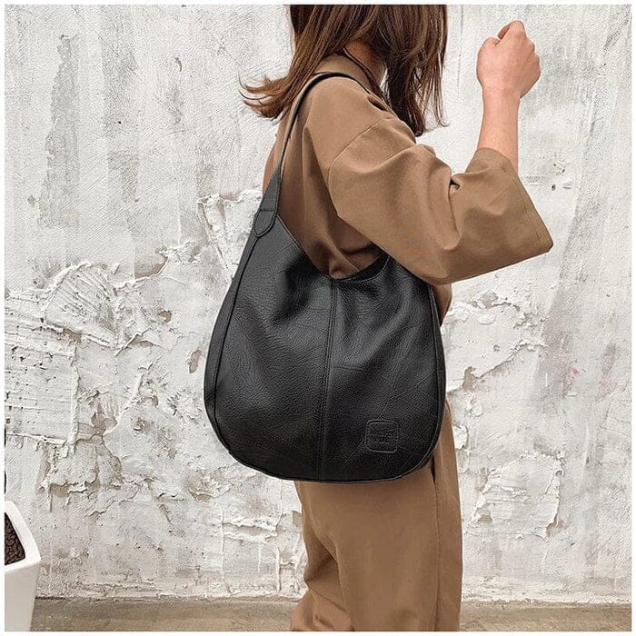 Women's Vintage Leather Handbag - Elegant Practical Everyday Carryall