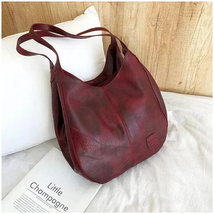 Women's Vintage Leather Handbag - Elegant Practical Everyday Carryall