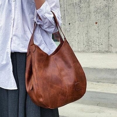 Women's Vintage Leather Handbag - Elegant Practical Everyday Carryall