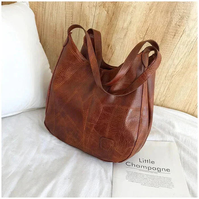 Women's Vintage Leather Handbag - Elegant Practical Everyday Carryall