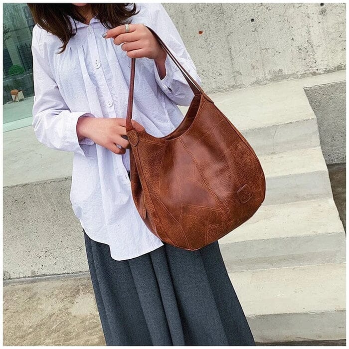 Women's Vintage Leather Handbag - Elegant Practical Everyday Carryall