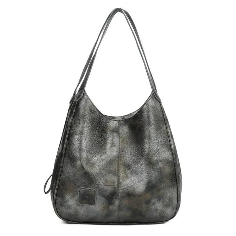 Women's Vintage Leather Handbag - Elegant Practical Everyday Carryall