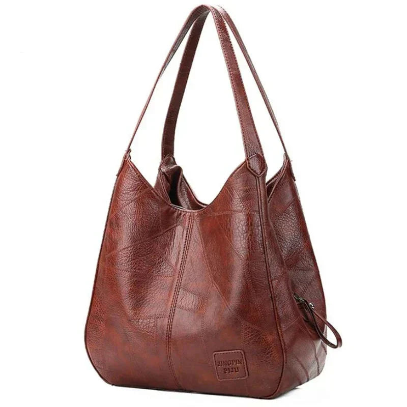 Women's Vintage Leather Handbag - Elegant Practical Everyday Carryall