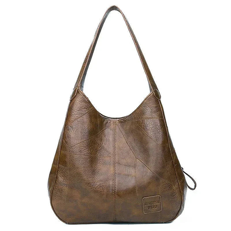 Women's Vintage Leather Handbag - Elegant Practical Everyday Carryall