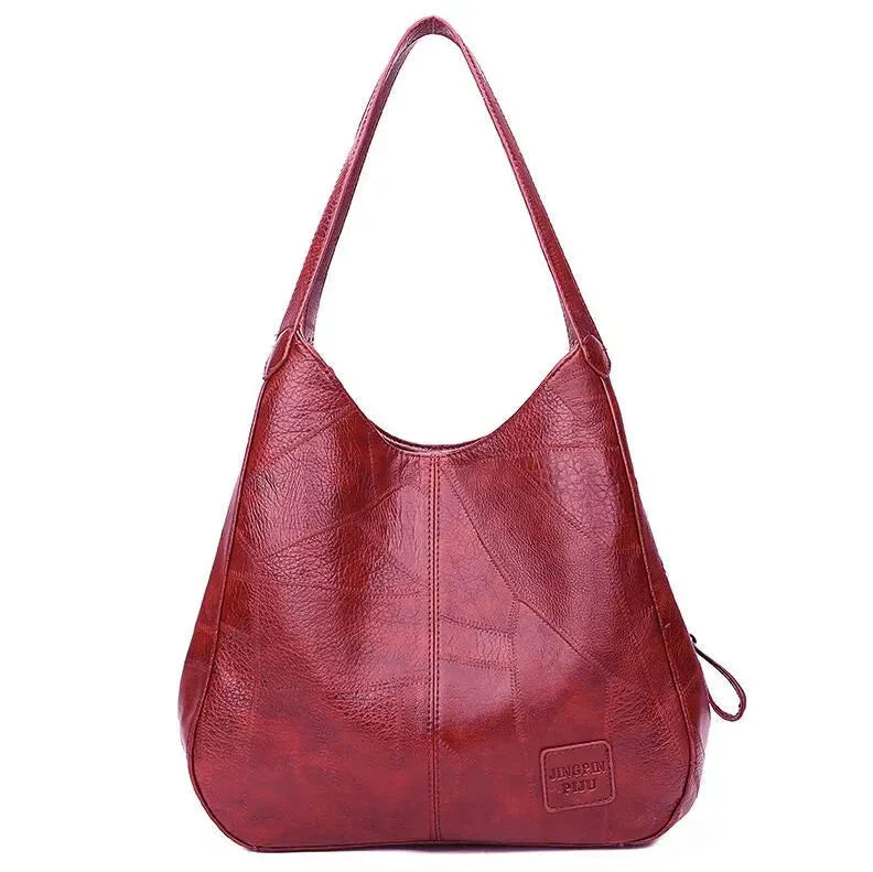 Women's Vintage Leather Handbag - Elegant Practical Everyday Carryall