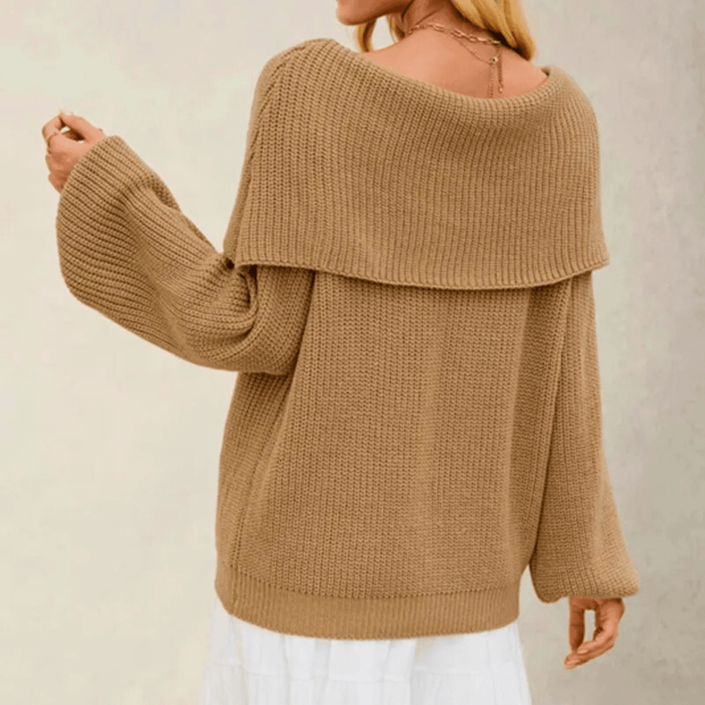 Women's Off-Shoulder Knit Sweater - Soft Elegant Everyday Layer