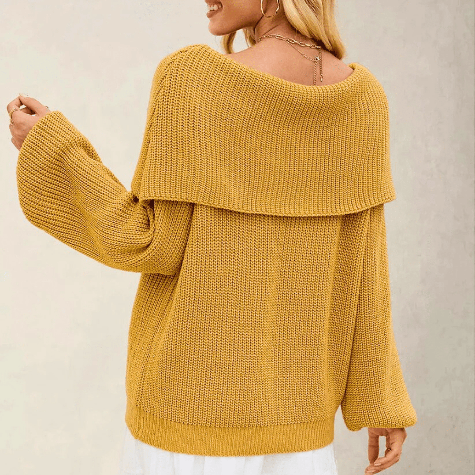 Women's Off-Shoulder Knit Sweater - Soft Elegant Everyday Layer