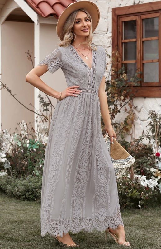 Women's Lace Maxi Dress – Elegant Formal Occasion Dress