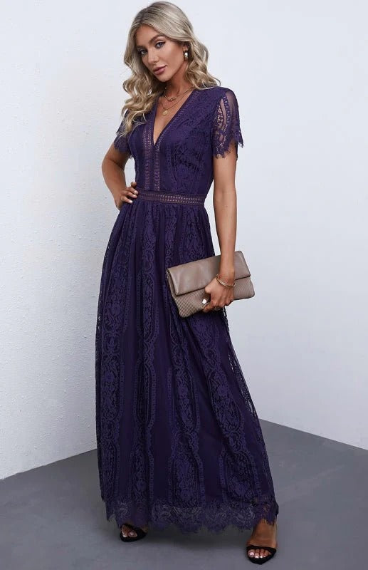 Women's Lace Maxi Dress – Elegant Formal Occasion Dress