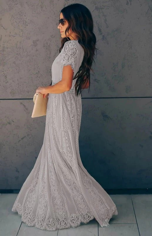 Women's Lace Maxi Dress – Elegant Formal Occasion Dress