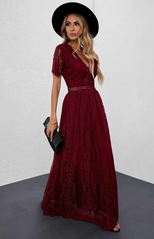 Women's Lace Maxi Dress – Elegant Formal Occasion Dress