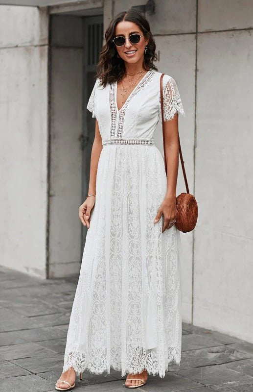 Women's Lace Maxi Dress – Elegant Formal Occasion Dress
