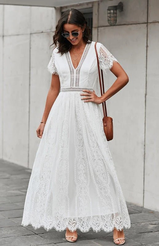 Women's Lace Maxi Dress – Elegant Formal Occasion Dress