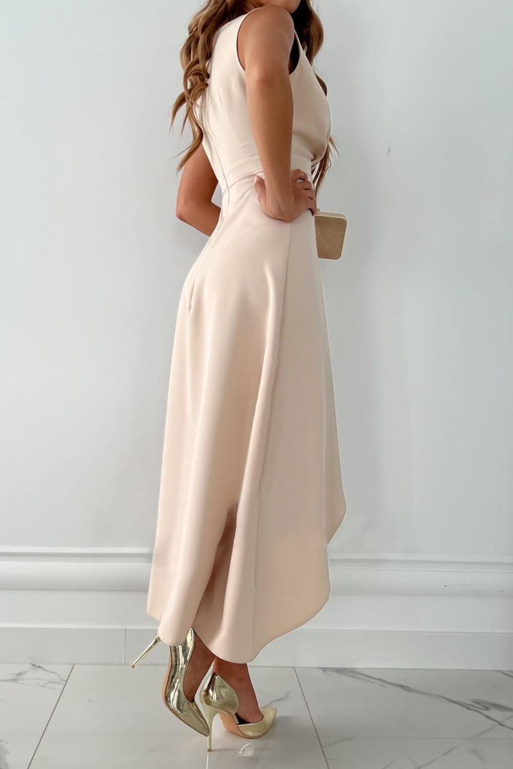 Women’s Maxi Dress – V-Neck Wrap with High-Low Hem