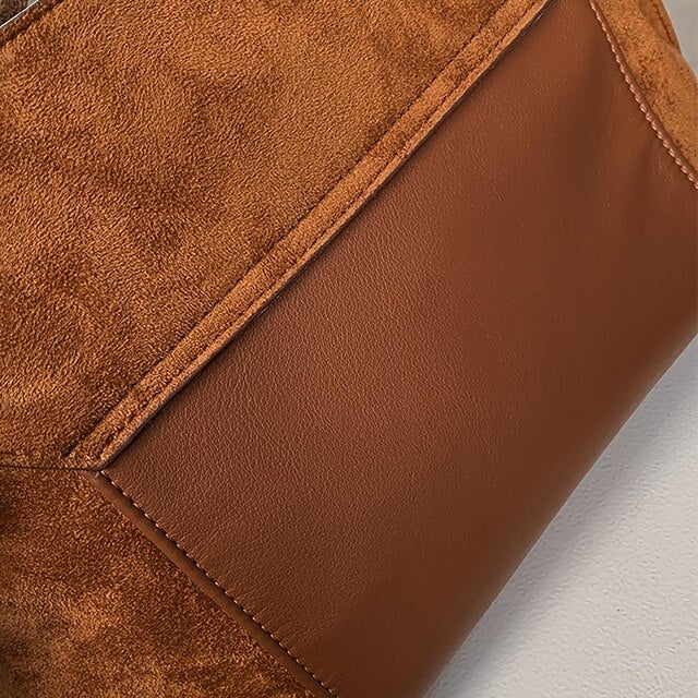 Suede Crossbody Messenger Bag - Roomy and Adjustable