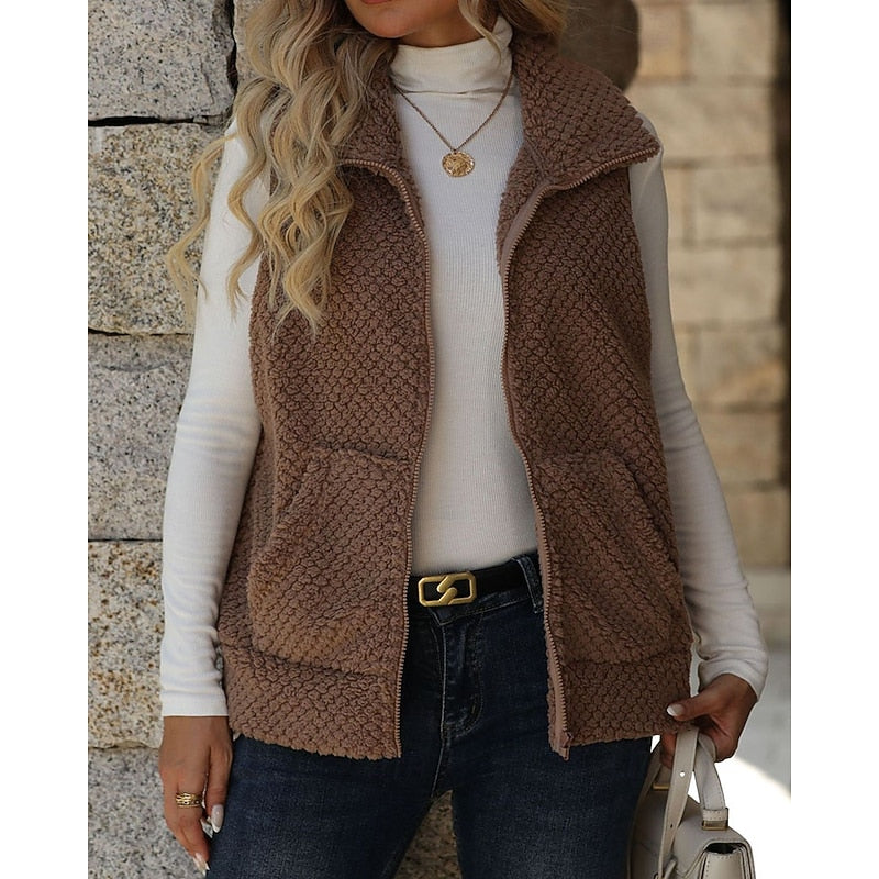 Textured Zip-Up Gilet - Cozy and Soft