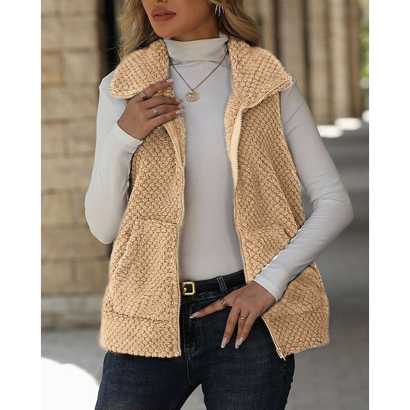 Textured Zip-Up Gilet - Cozy and Soft